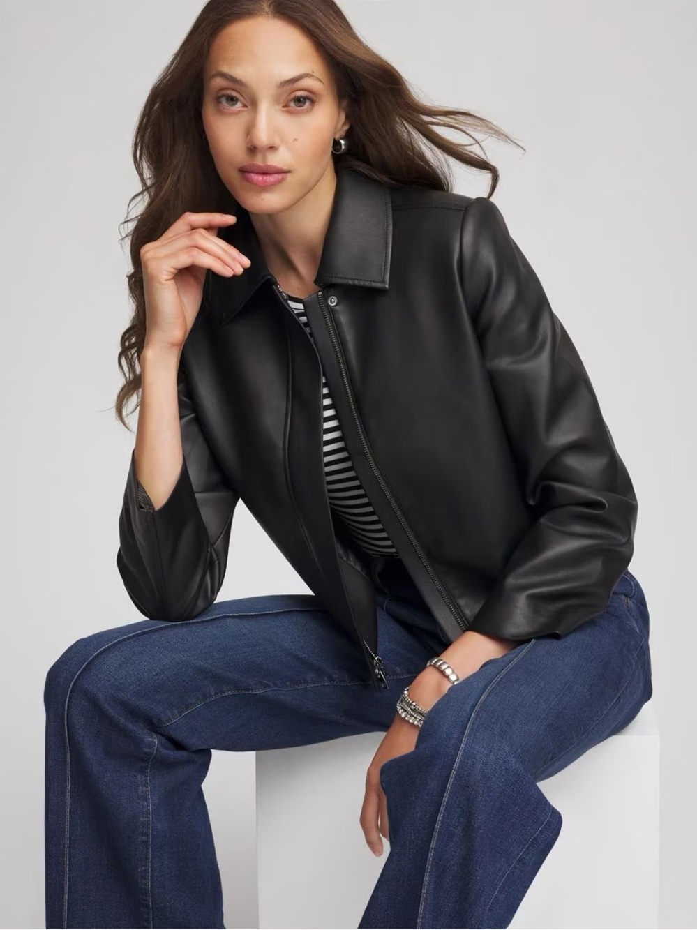 Chico’s Faux Leather Zip-Front Jacket